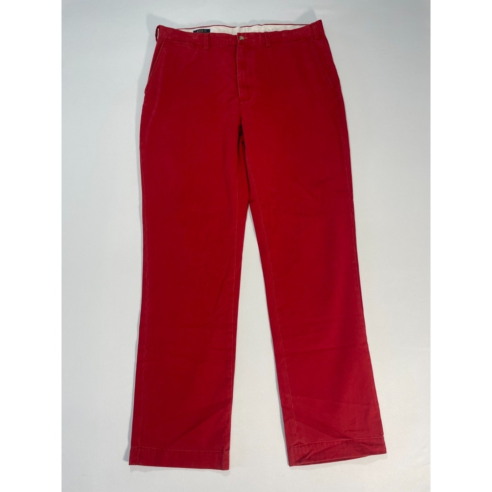 Polo Ralph Lauren Pants Mens 38Tx36 Red Classic Fit Chino Casual Cotton Trousers